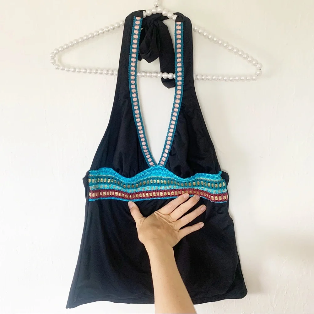 La Blanca Running Stitch Halter Tankini Top